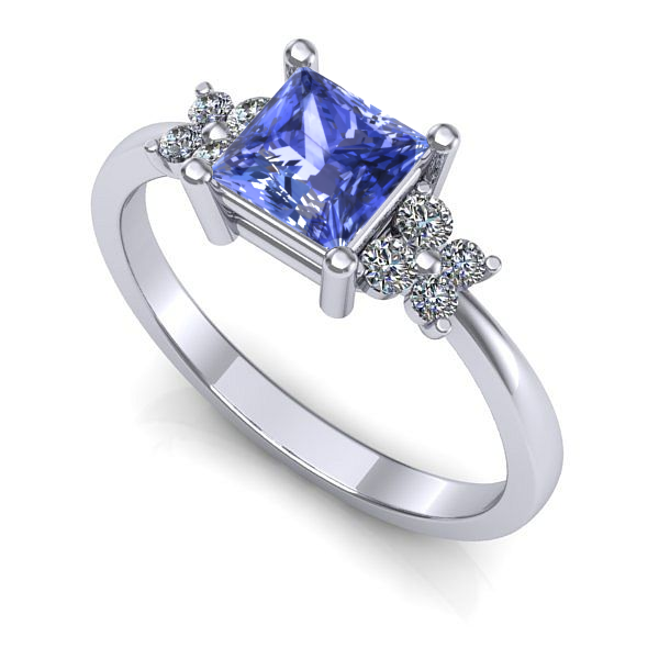 Inel din aur alb cu tanzanit