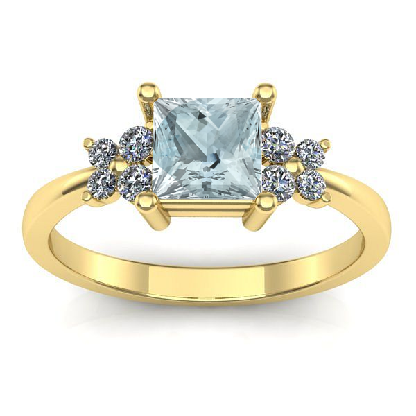 Inel cu aquamarin patrat