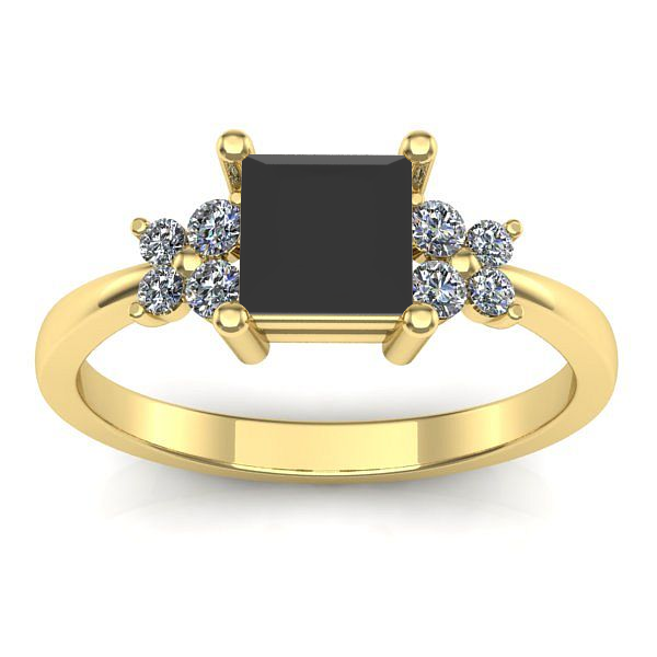 Inel de logodna cu diamant negru patrat