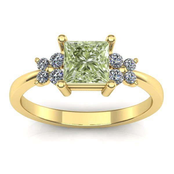 Inel logodna cu diamant de laborator verde patrat