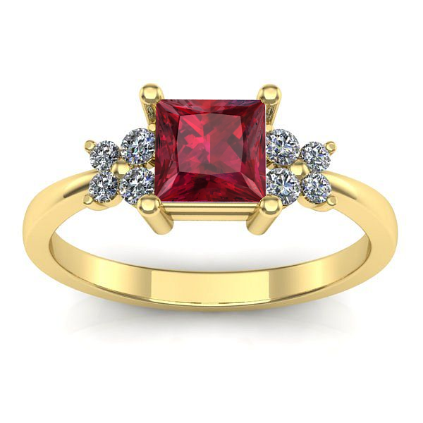 Inel cu rubin patrat