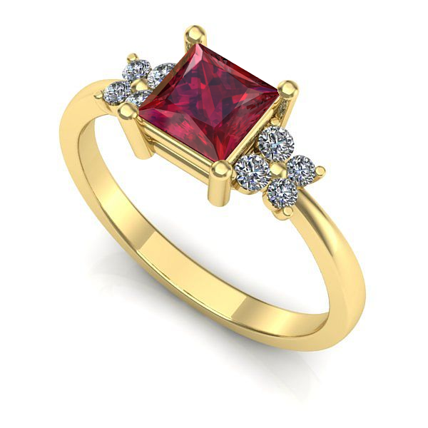 Inel de logodna din aur galben cu rubin