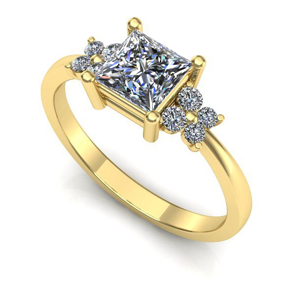 Inel logodna din aur galben cu diamant de laborator