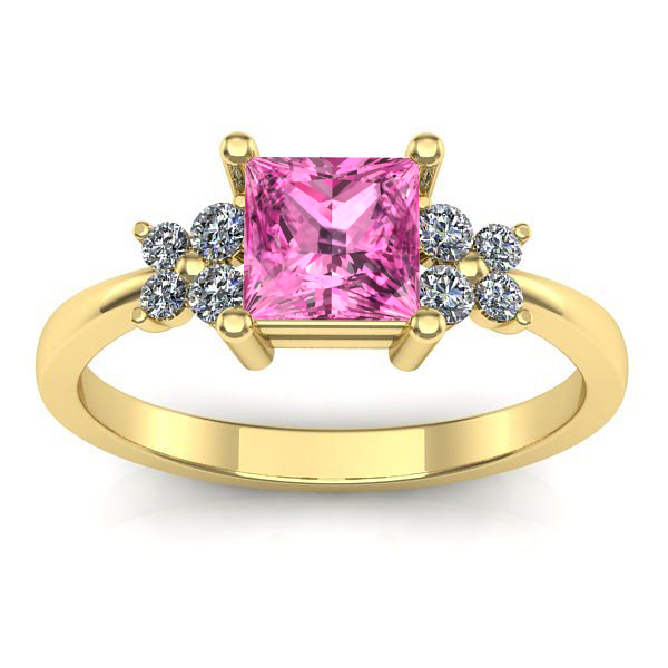 Inel de logodna cu safir roz patrat