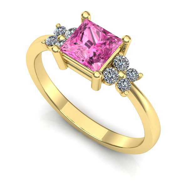 Inel de logodna din aur galben cu safir roz