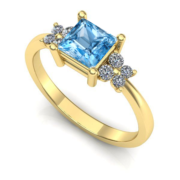 Inel din aur galben cu topaz blue