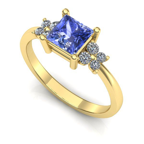 Inel de logodna din aur galben cu tanzanit