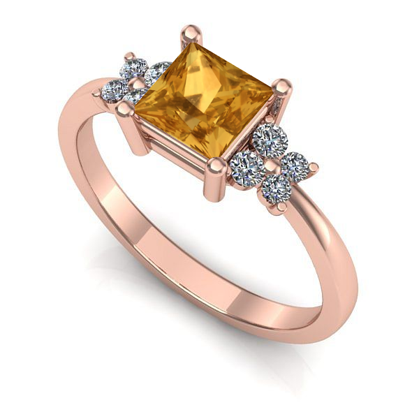 Inel de logodna din aur roz cu citrin
