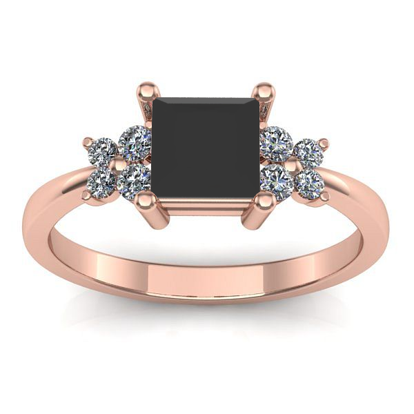 Inel logodna cu diamant negru patrat