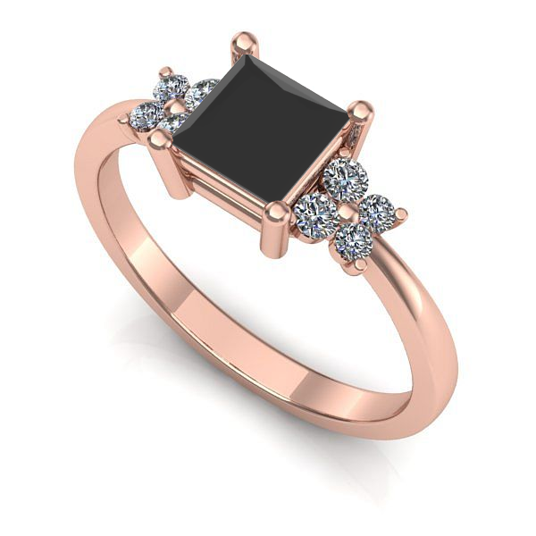 Inel de logodna din aur roz cu diamant negru