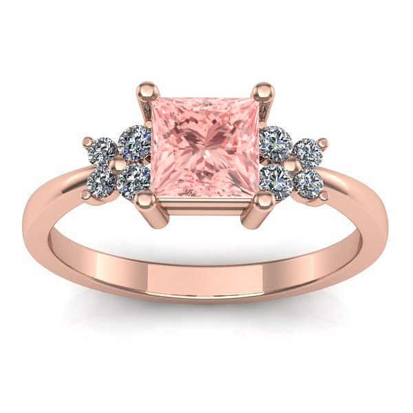 Inel logodna cu diamant de laborator roz patrat