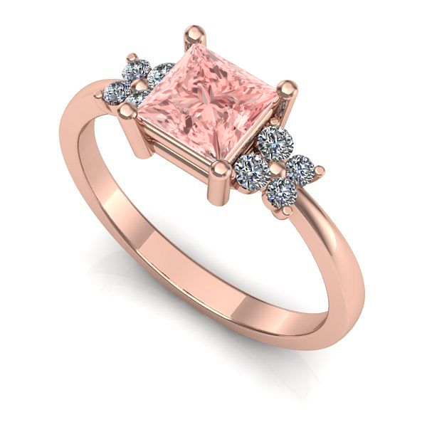 Inel logodna din aur roz cu diamant de laborator roz