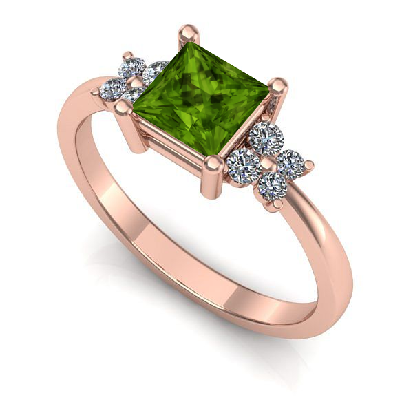 Inel din aur roz cu peridot