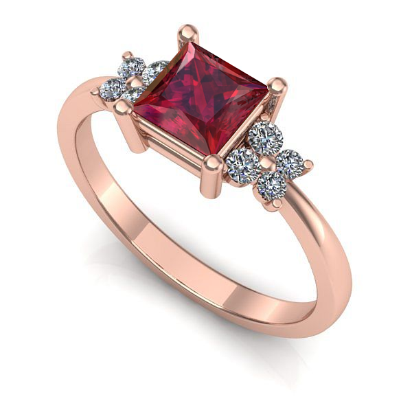 Inel logodna din aur roz cu rubin