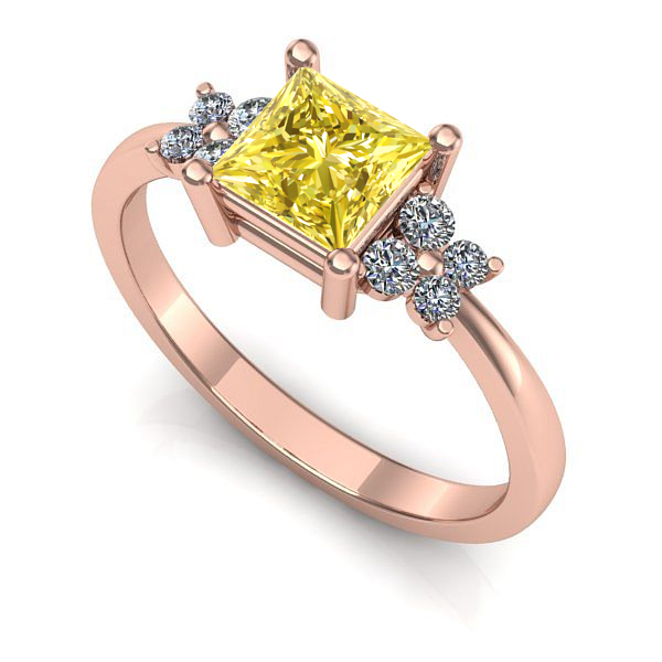 Inel logodna din aur roz cu safir galben