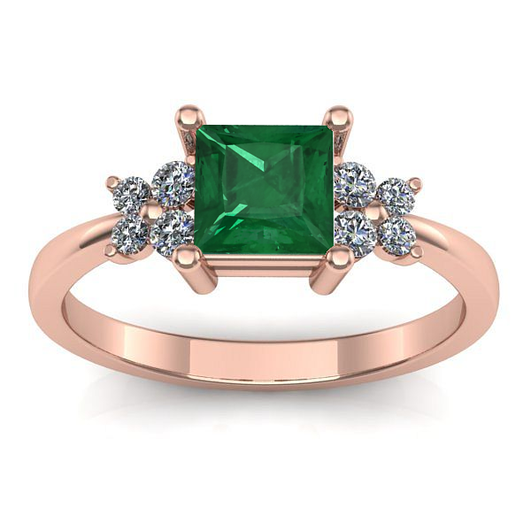 Inel cu smarald patrat