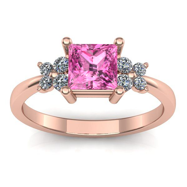 Inel logodna cu safir roz patrat