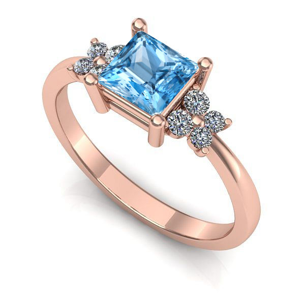 Inel logodna din aur roz cu topaz blue