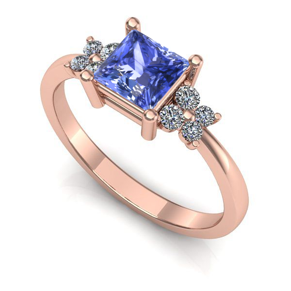 Inel din aur roz cu tanzanit