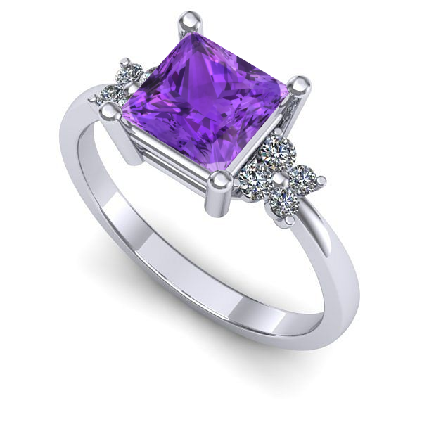 Inel de logodna din aur alb cu ametist