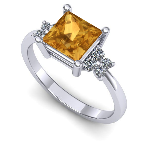 Inel logodna din aur alb cu citrin