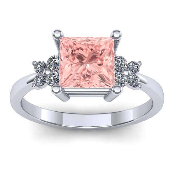 Inel cu diamant de laborator roz patrat