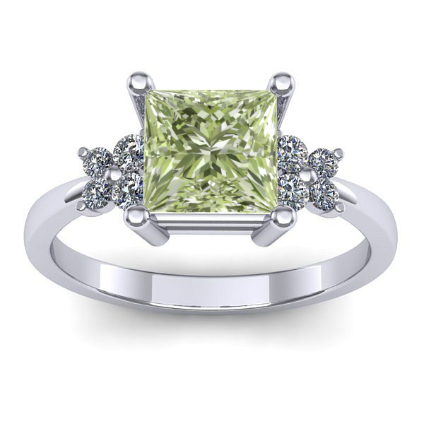 Inel de logodna cu diamant de laborator verde patrat