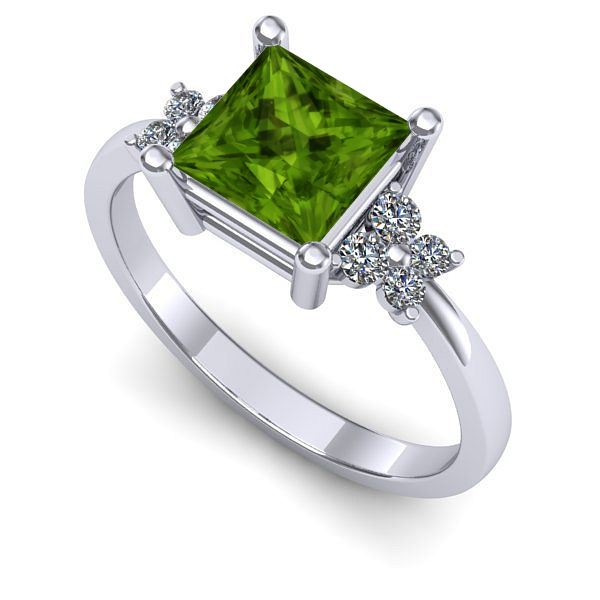 Inel de logodna din aur alb cu peridot