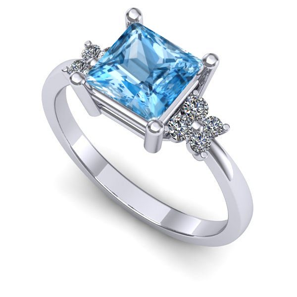 Inel logodna din aur alb cu topaz blue