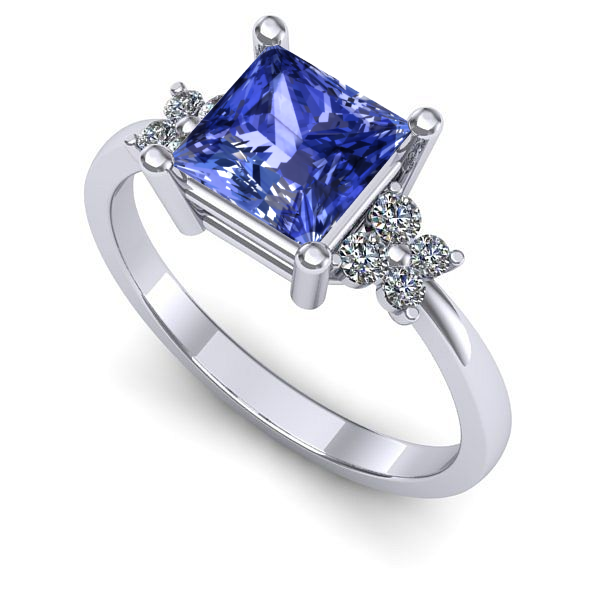 Inel de logodna din aur alb cu tanzanit
