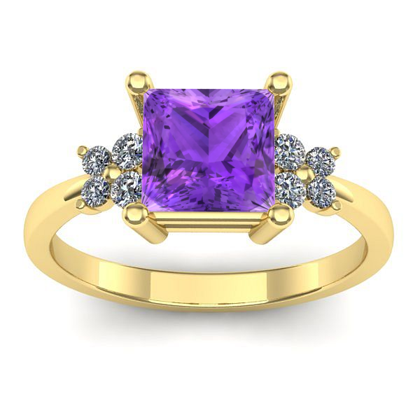 Inel de logodna cu ametist patrat
