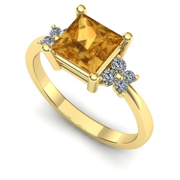 Inel logodna din aur galben cu citrin