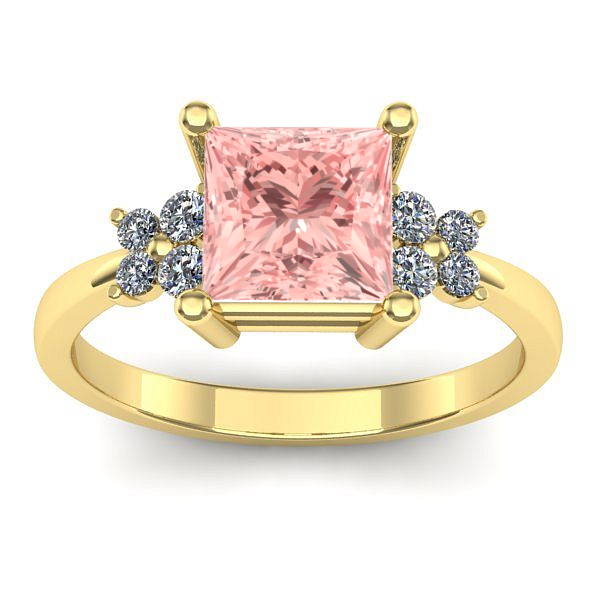 Inel cu diamant de laborator roz patrat