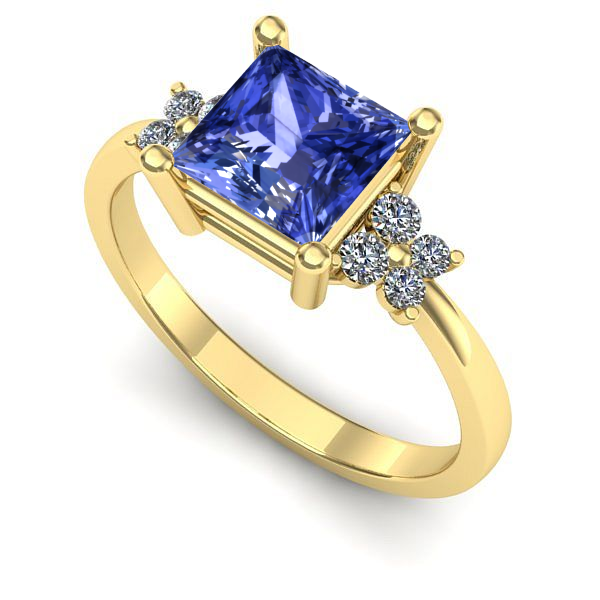 Inel logodna din aur galben cu tanzanit