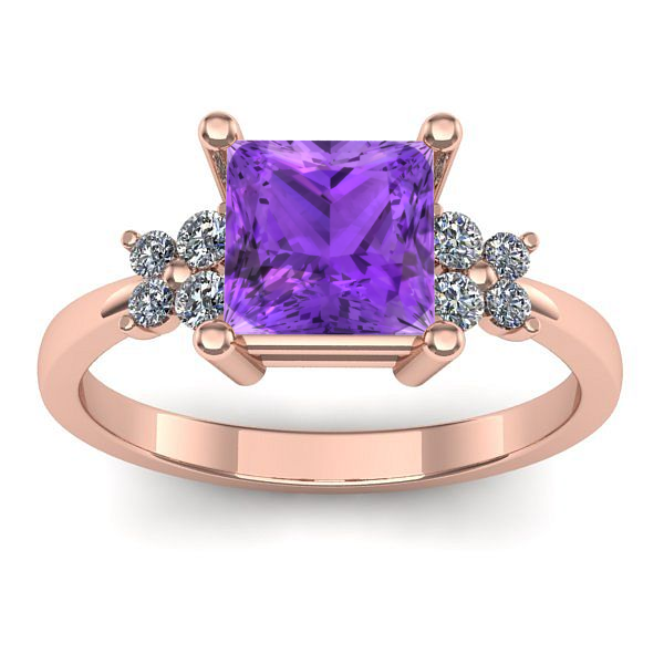 Inel de logodna cu ametist patrat