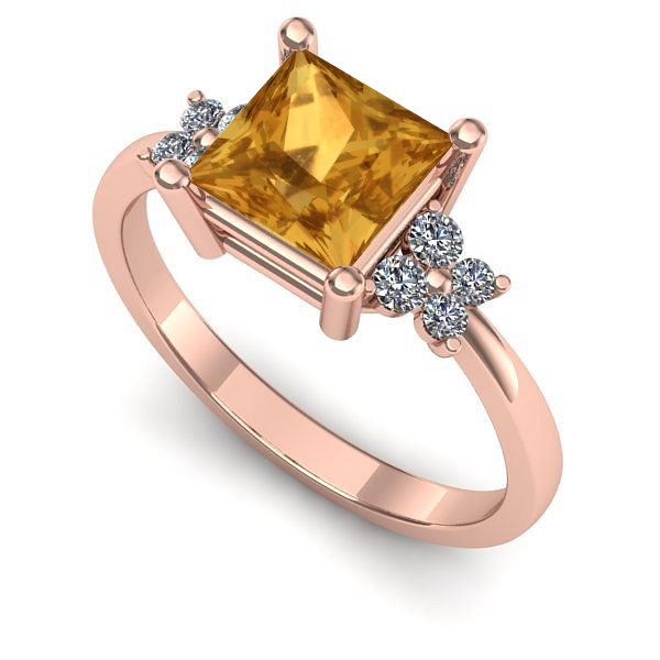 Inel logodna din aur roz cu citrin