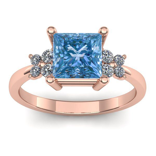 Inel de logodna cu diamant de laborator albastru patrat