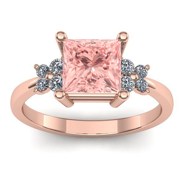 Inel cu diamant de laborator roz patrat