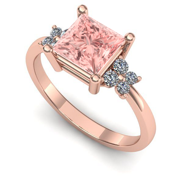 Inel logodna din aur roz cu diamant de laborator roz
