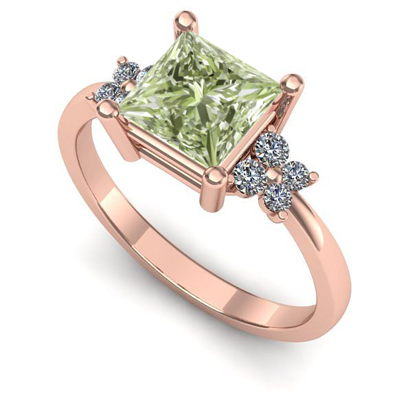 Inel din aur roz cu diamant de laborator verde