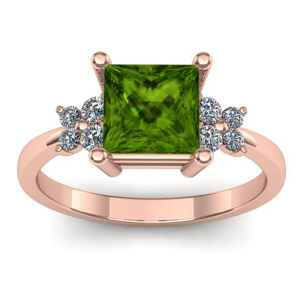 Inel cu peridot patrat