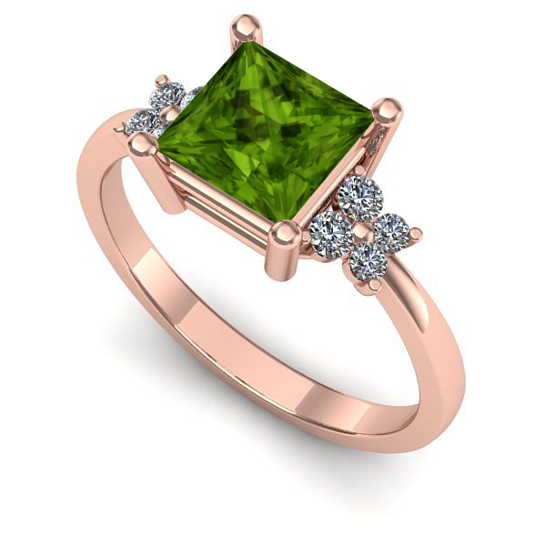 Inel de logodna din aur roz cu peridot