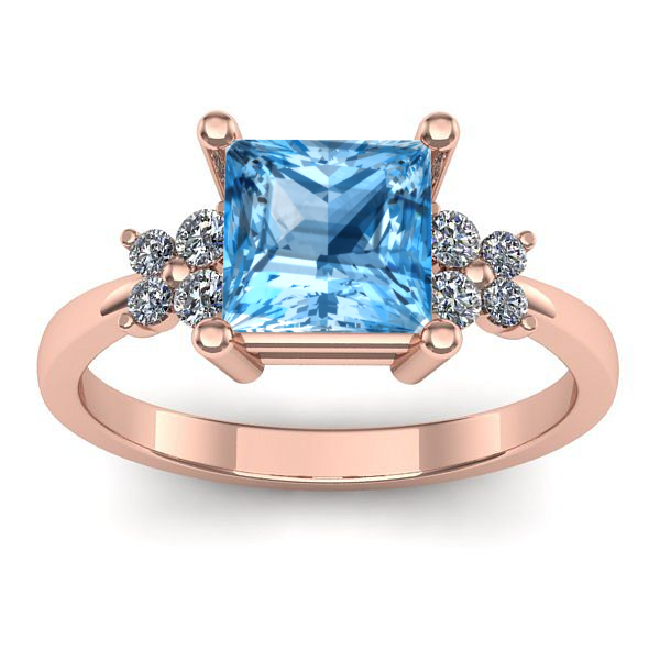 Inel logodna cu topaz blue patrat