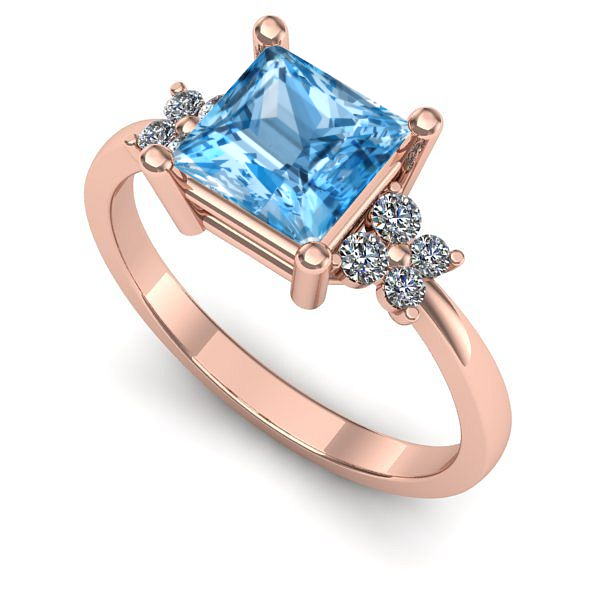 Inel logodna din aur roz cu topaz blue