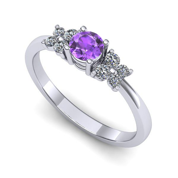 Inel logodna din aur alb cu ametist