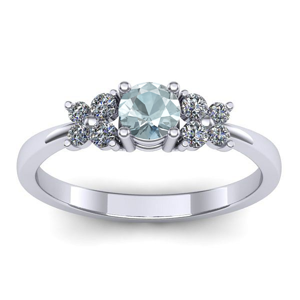 Inel logodna cu aquamarin rotund