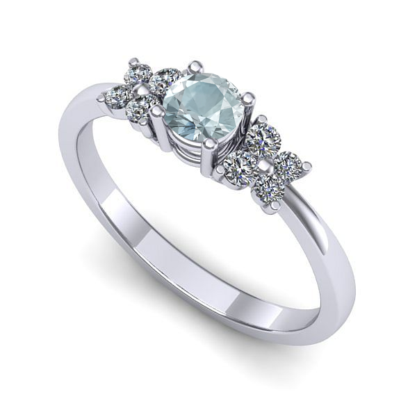 Inel de logodna din aur alb cu aquamarin