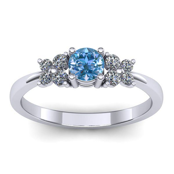 Inel cu diamant de laborator albastru rotund