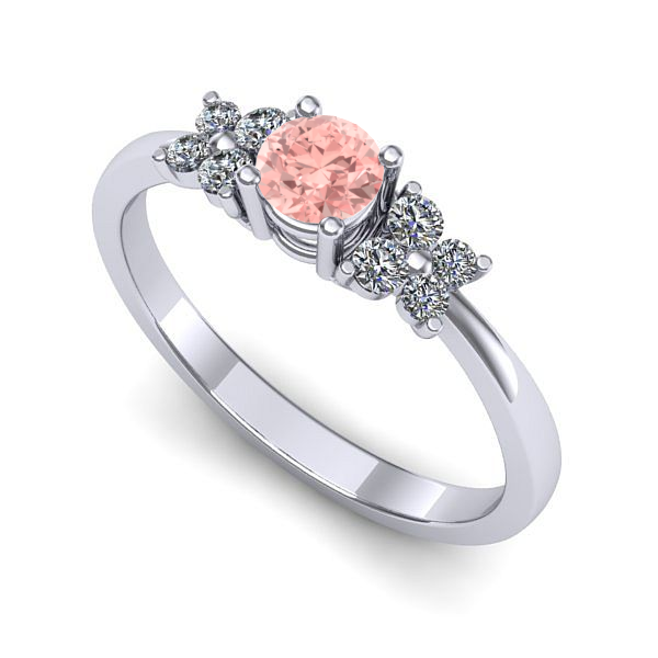 Inel de logodna din aur alb cu diamant de laborator roz