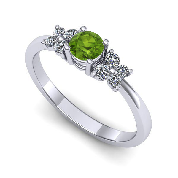 Inel de logodna din aur alb cu peridot